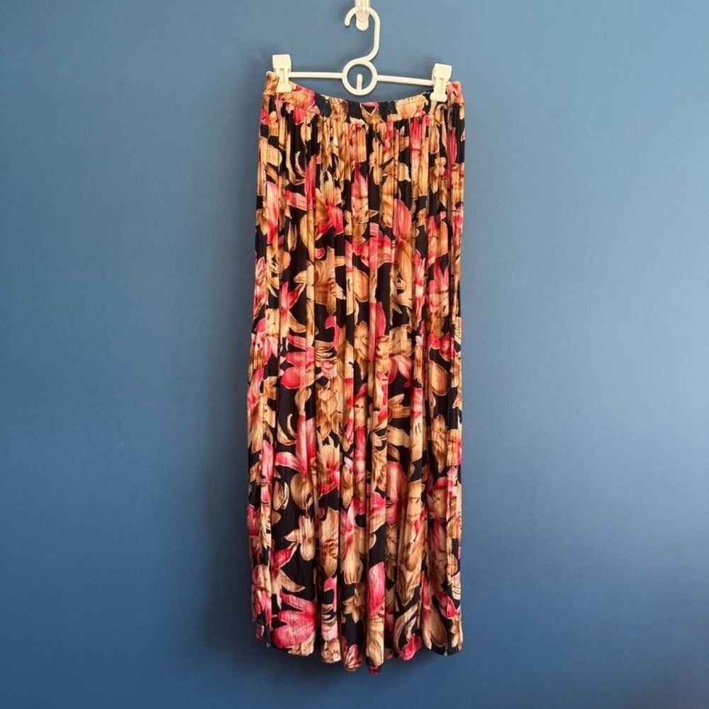 Vintage 90s Floral‎ Maxi Skirt Women's Size Medium Just Cruising Elastic Waist